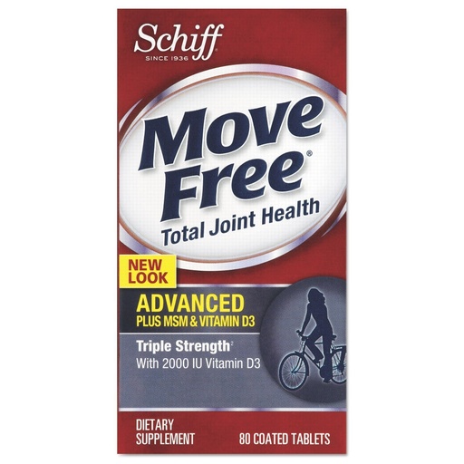[BRSWIYATCMBGM2A5] Schiff Move Free Advanced, Triple Strength Plus MSM & Vitamin D3, 80 Coated Tablets (Multi-Pack)