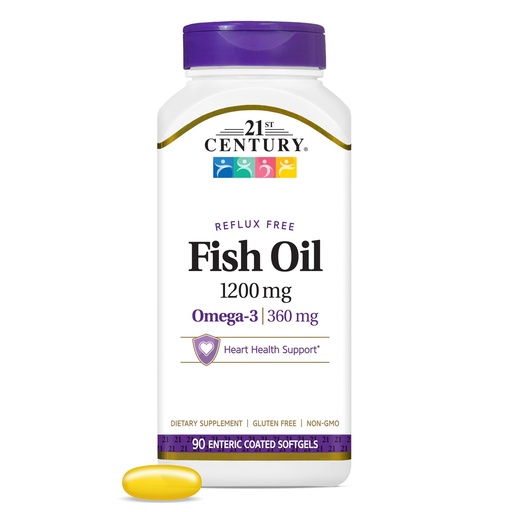 [BRSWIZ3ROEJRE3DY] 21st Century Fish Oil 1200 mg Enteric Coated Softgels, 90 Count
