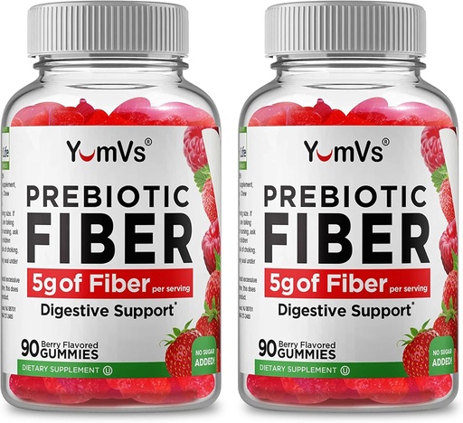 [BRSROZYLOIBRM33H] Yum-Vs - Prebiotic Fiber Gummies for Adults & Kids - 5g Digestive Aid Gummy Fiber Supplement - Keto Friendly Prebiotic Daily Fiber Supplement for Women & Men - No Sugar Added Dietary Fiber (90 Count)