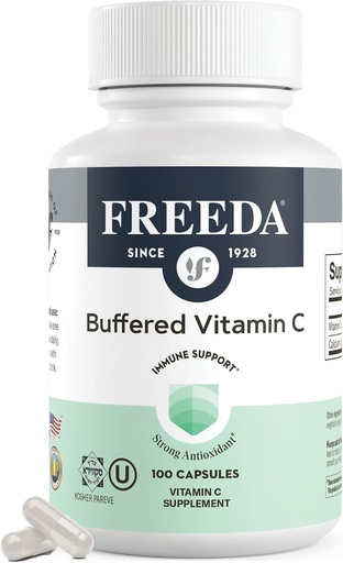 [BRSW2EAOBAJQG3DP] FREEDA 200 mg C-vitamint vásárolt - Non-Acidic kalcium aszkorbát - Immuntámogatás és antioxidáns - Kosher, gyengéden a gyomorban - 100 kapszula