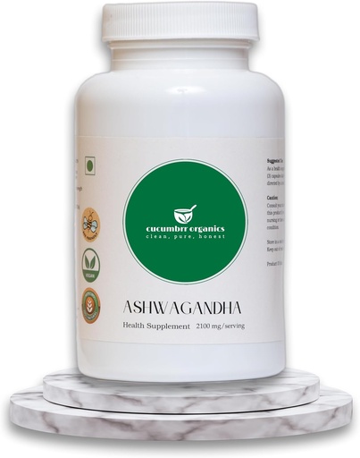 [BRSRAGQOOAORSAI4] Ashwagandha Root Extract Supplement - 100 Capsules, 600mg per Serving, Organic, Vegan, Non-GMO, Gluten-Free, Stress Relief & Immune Support