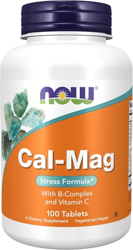 [BRSWIYYPOMNWY2Y7] NOW Supplements, Cal-Mag Stress Formula with B-Complex and Vitamin C, 100 Tablets
