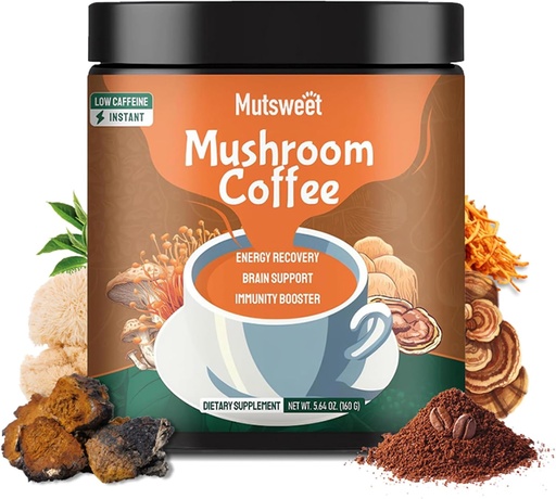 [BRSROGQDB4CGKCI6] Mushroom Coffee Decaf, Avanzado 13 en 1 Mushroom Powder con Lions Mane, Cordyceps, Chaga, Reishi, Instant Coffee Mushroom Suplemento con Adaptogens Rhodiola para Immune, Focus, Energy, Vegan
