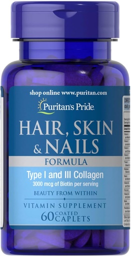 [BRSWIYQPOQAG2DI7] Puritan's Pride Hair, Skin & Nails Formula 60 Caplets