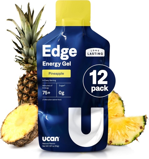 [BRSRMZL3PIIBM2T6] UCAN Edge Energy Gel Shots, Pineapple (12, 1.87 Ounce Packets) for Running, Training, Workouts, Fitness, Cycling, Crossfit | Sugar-Free, Vegan, & Keto Friendly Energy Supplement