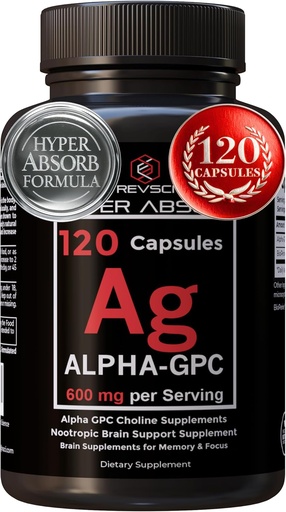 [BRSW2Y35CVYA4DIY] Alpha GPC 超吸附补充与生物Perine – 120 Counter, Alpha-GPC 600mg / service – Notrophics for memory, Focus, Energy, & Drive – Choline 补充刺激乙酰胆碱,美国制造