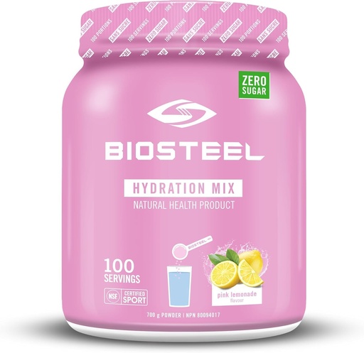 [BRSROZQ7OR7BG3T3] BIOSTEEL Nulles cukura hidrācijas maisījums, Great Tassting hidratācija ar 5 Essential Electrolytes, Pink Lemonade, 100 Kalpo uz tubu