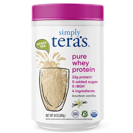 [BRSWGYLYA55AYD32] simply tera's Pure Whey Protein Powder - Grass Fed Vanilla Whey Protein Powder, Clean, Made Without Artificial Sweeteners, Non-GMO, Kosher, rBGH-Free, Soy-Free - 24 Oz