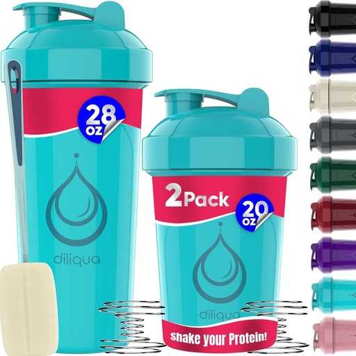 [BRSRMHQ2PMFBSE3Z] 2 PACK, 28 oz & 20 oz Shaker Bottles with Powerful Wire Whisks for Protein Mixes | Leakproof Blender Shaker Bottle Pack | BPA-Free & Dishwasher Safe | Shaker Bottle | Shaker Cups for shakes