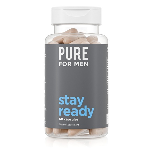 [BRSWGEIQBFYQ4ALH] Pure for Men Original Cleanliness Stay Ready Fiber Supplement | Helps Promote Digestive Regularity | Psyllium Husk, Aloe Vera, Chia Seeds, Flaxseeds | Proprietary Formula | 60 Vegan Capsules