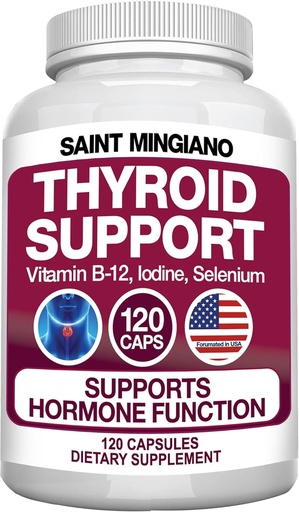 [BRSWGGDYAQAQGH3U] Thyroid Support Supplement with Iodine |120 Capsules to Help Body Mass & Improve Energy, Cardiovascular, Energy & Focus Formula | 14 Natural Vitamins