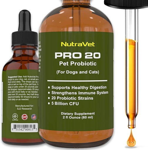 [BRSWGGQEBYOWCHL7] Probiotics for Dogs and Cat Probiotics - 120 servings (1/2ml). 100% Natural Digestive Enzymes for Gas Relief and Healthy Digestion. Prebiotics via Liquid Vitamins for Constipation & Leaky Gut