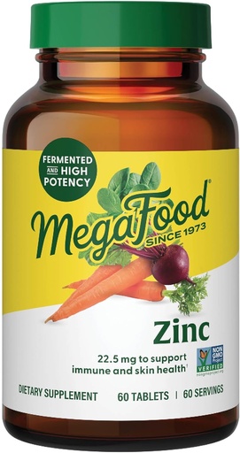 [BRSWIYT3PMDBSAA5] Megafood Zinc Supplement – Memun Imun รองรับ Supplement with 22.5 mg High Potition Firnced Zync - สร้างกับอาหารจริง - Gluten-free, Kosher - 60 Tables, 60 การให้บริการ