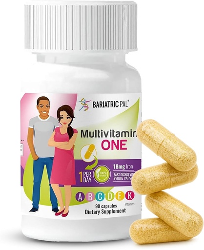 [BRSWYHQYC56WC3LA] BariatricPal Multivitamin One 1 naponta! Bariátriai Multivitamin Kapszula 18 mg Vas 124; Easy to Swallow Avanced Avanced 124; Vitamin a Bariatric Operatory Patients - 124; 90 Count (3 hónapos ellátás)