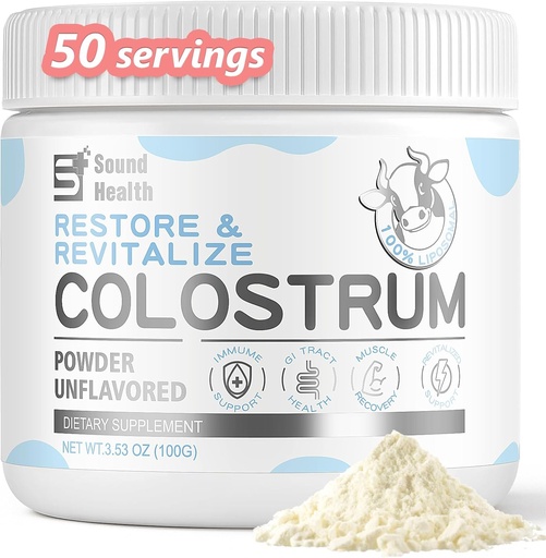 [BRSRAFAQAUMBMEIV] Colostrum supplement Powder for Humans - Organic Bovine Colostrum supplement for Gut Health, Hair Growth, Beauty - Unflavored (73 Servings)