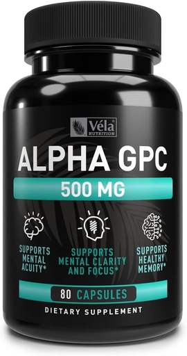 [BRSRMFL7AAPR4YAZ] Alpha GPC 500mg Capsules | 80 Count | Supports Healthy Cognitive Function | Supports Healthy Memory | Dosed for Optimal Bioavailability | Non-GMO, 3rd-Party Tested