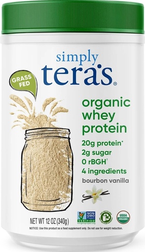 [BRSWIYI7CYHWICL4] Simply tera's Organic Whey Protein Powder, Bourbon Vanilla, Organic - 12 Oz | Whey Protein Powder, Grass Fed Vanilla, Made Without Artificial Sweeteners, Non-GMO, Kosher, rBGH-Free