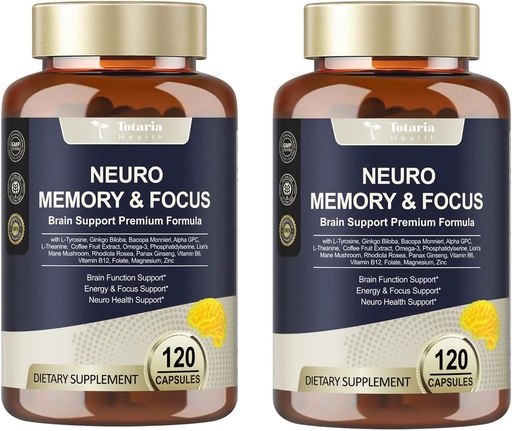 [BRSREZIQOJ7R4AAZ] Totaria C-ognitive with Caffeine Pills, L-Tyrosine, Alpha GPC, Ginkgo Biloba, Bacopa Monnieri Brain Supplement for Memory and Focus, Brain Nootropic Support - Non-GMO, Gluten Free (120 Counts)