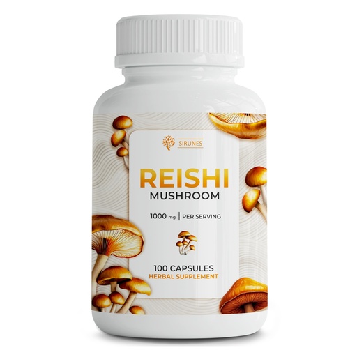 [BRSRAYIEOQNAOEQ6] SIRUNES Reishi Mushroom Capsules 500 mg – 100 Count Reishi Mushroom Supplement for Immune & Stress Support – Adaptogenic Mushroom Superfood – Non-GMO Natural Reishi Extract Capsules for Men & Women