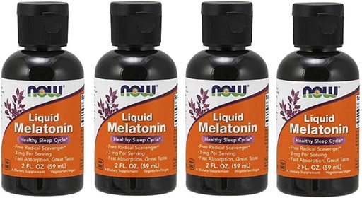 [BRSWIZTYCRYGOFDU] Liquid Melatonin 3mg (Pack of 4) Now Foods 8 oz. (4 x 2 oz.) Liquid