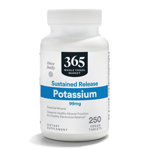 [BRSWGZQCB4FBGGQ2] 365 by Whole Foods Market, Sustained Release Potassium 99mg, Vegan, 250 Tablets