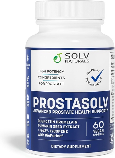 [BRSROGD6AR6AIHLL] PROSTASOLV Prostate Support for Men's Health - Urinary & Prostate Health Formula with Quercetin, Bromelain, Beta-Sitosterol, Saw Palmetto for Pelvic & Prostate Comfort -60 Caps
