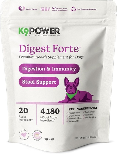 [BRSROZD2OYIROC37] K9 Power Digest Forte for Dogs 1lb – Digestive, Immunity & Calming Support - Enhances Nutrient Absorption - Balances Gut Flora - Eases Discomfort & Boost Mood
