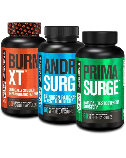 [BRSW2YINDIAWEG3F] Jacked Factory Androsurge Estrogen Blocker for Men + Primasurge Testosterone Booster for Men + Burn XT Burn-XT Thermogenic Fat Burner - Appetite Suppressant for Weight Loss