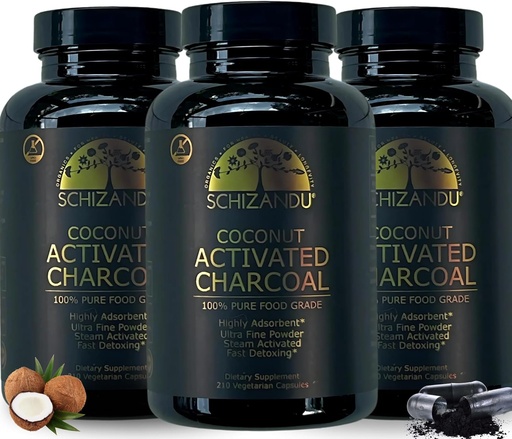 [BRSRABT5CEPRAYDB] Activated Coconut Charcoal Capsules- Supports Health - Vegan, Organic, Non-GMO, No Additives - X-Large Bottle 210 Count - Pack of 3