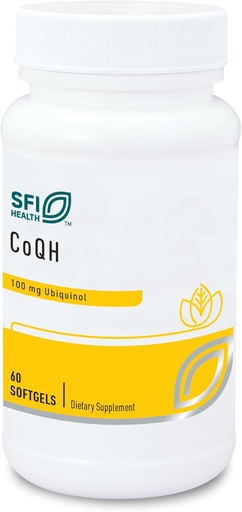 [BRSWKZA5CQNA4AL4] Klaire Labs SFI Health CoQH - Hypoallergenic 100 Milligrams Reduced Coenzyme Q10 as Ubiquinol Solubilized in D-Limonene Oil for Mitochondrial Support (60 Softgels)