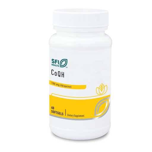 [BRSWKZA5CQNA4AL4] Klaire Labs SFI Health CoQH - Hypoallergenic 100 Milligrams Reduced Coenzyme Q10 as Ubiquinol Solubilized in D-Limonene Oil for Mitochondrial Support (60 Softgels)