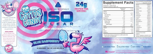 [BRSRAGTQBV5RMYLU] Core Nutritionals Iso Clear Whey Protein Isolate | Low Calorie, Carb, & Fat | Lactose Free & Easy to Digest | 24g Protein, Zero Sugar | 2 Pound (Fun Sweets Blue Raspberry)