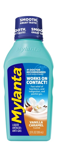 [BRSRAZQOC4CBYF32] Mylanta Heartburn and Gas Relief, Liquid Antacid, Vanilla Caramel Flavor, 12 Fluid Ounce