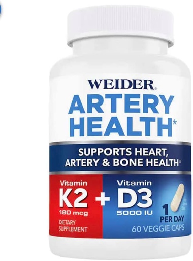 [BRSRMHAEB54BYCY4] Artery Health for Heart, Immune and Bone Support with Vitamin K2 (180mcg) & Vitamin D3 (5000iu), 60 Veggie kapszula