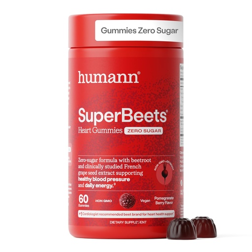 [BRSW2AAOO4NRGA3F] humanN SuperBeets Heart Gummies Zero Sugar - Beet Gummy with Energy Support, Grape Seed Extract & Beetroot Powder - 60 Count