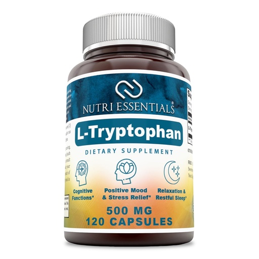 [BRSWGEL6CBYW2DTF] L-Tryptophan Dietary Supplement - Natural Sleep Supplements with 500 mg of Free Form L Tryptophan - Circulation & Immune Support 120 Capsules