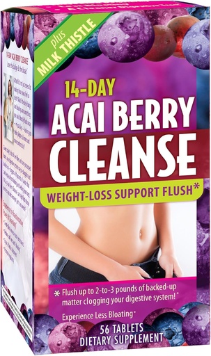 [BRSWIZAYCIMRO236] Applied Nutition 14- Day Acai Berry Cleanse - 56 Tablet - Weight- Los Dush + Milk Thistle - 28 Servis