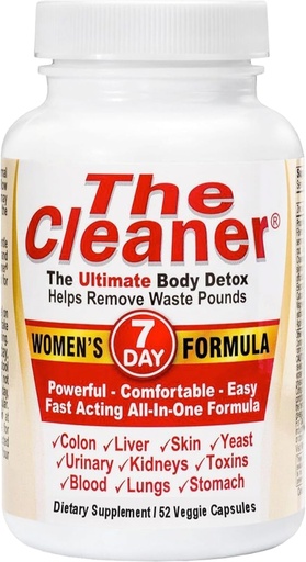 [BRSRAGDQCUPQOAL4] The Cleaner Detox, Effective-7 Day Formula for Women, Ultimate Body Detox, Support Digestive Health, 52 Veggie Capsules, White/Red