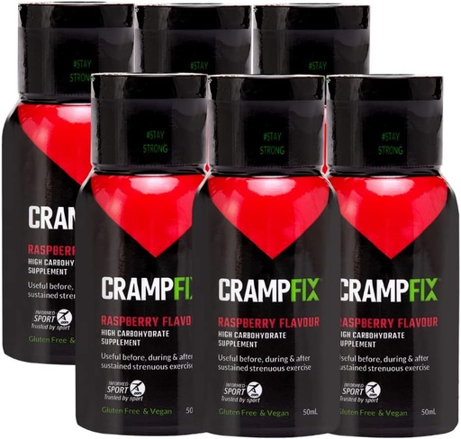 [BRSW2AYFCICQIG34] Drink Shot Prevents and Relieves Muscle Cramps, Leg, Calf, Hamstring Cramps, Pack of 6 Bottles, Multi Serve Squeeze Bottles All Natural Raspberry