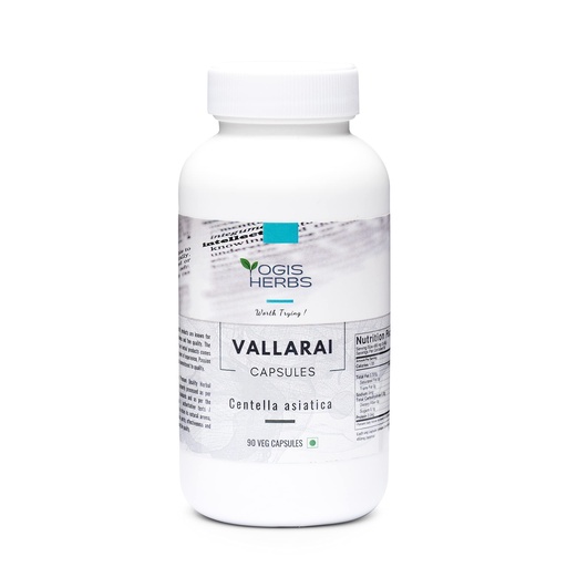 [BRSW2BD5BAFQIYLZ] YOGIS HERBS Vallarai Capsules (Centella Asiatica/Gotu Kola) | Herbal Supplement for Congnitive Support | 90 Veg Capsules
