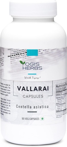 [BRSW2BD5BAFQIYLZ] YOGIS HERBS Vallarai Capsules (Centella Asiatica/Gotu Kola) | Herbal Supplement for Congnitive Support | 90 Veg Capsules