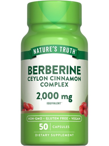 [BRSROGILDEFBQFYV] Nature's Truth Berberine with Ceylon Cinnamon Complex | 50 Vegan Capsules | Vegan, Non-GMO, and Gluten Free Supplement