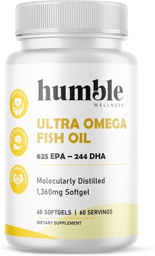 [BRSROAD4BMAW2DTP] Humble Ultra Omega - High Strength Fish Oil Supplement | Double Concentration DHA & EPA
