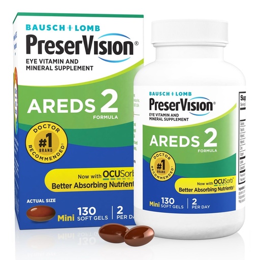 [BRSW2BQOOUOQI23U] PreserVision AREDS 2 Eye Vitamins, #1 Eye Doctor Recommended Brand, Lutein and Zeaxanthin Supplement with Vitamin C, Vitamin E,Zinc, and Copper, 130 Softgels (Minigels)