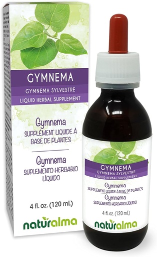 [BRSRMYYEAV7GC3IZ] Naturalma Gymnema (Gymnema sylvestre or Marsdenia sylvestris) Leaf Alcohol-Free Tincture - 4 fl oz Liquid Extract in Drops - Herbal Supplement - Vegan