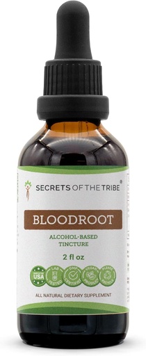 [BRSWGAT4CUNWCEL2] Secrets of the Tribe Bloodroot Alcohol Tincture Extract, Responsibly farmed Bloodroot (Sanguinaria Canadensis) Dried Root (2 fl oz)