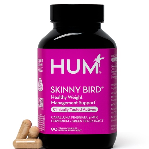 [BRSW2BAEAEFAEE3X] HUM Skinny Bird Green Tea Extract Appetite Support for Women with 5HTP, Chromium, Caralluma Fimbriata, Gluten Free and Vegan, Green Tea Extract Capsules Supplements for Women, 90 Capsules