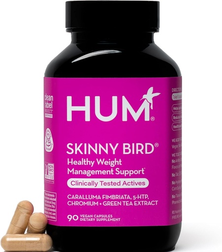 [BRSW2BAEAEFAEE3X] HUM Skinny Bird Green Tea Extract Appetite Support for Women with 5HTP, Chromium, Caralluma Fimbriata, Gluten Free and Vegan, Green Tea Extract Capsules Supplements for Women, 90 Capsules
