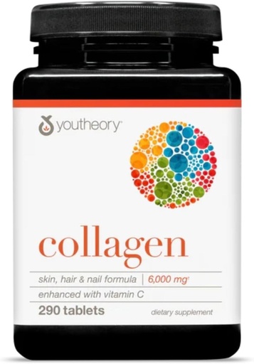[BRSWIAL4AJ7WCC3C] Youtheory Collagen, w/ Vitamin C - 290 Tablets - Pack of 1
