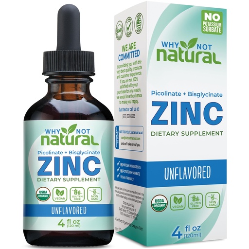 [BRSROHQQCJYB6AI7] Organic Liquid Zinc Drops Supplement with Chelated Picolinate and Bisglycinate, Vegan
